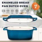 4.6 Quart Dutch Oven for Sourdough Bread Baking, Combo Oval Enameled Cast Iron Bread Pan with Lid, Bread Dutch Oven for a Crispy Crust, Teal