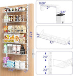MIAOLI Over the Door Organizer, White 6-Tier Pantry Door Organizer with Adjustable Basket, Hanging Spice Rack Cabinet Door Shelves, Laundry Room Organization and Storage