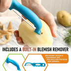 Spring Chef Stainless Steel Swivel Potato Peelers for Kitchen, Dishwasher Safe Veggie Peeler for Kitchen with Soft Grip Handle & Sharp Blades, Great for Vegetable, Apple, Carrot - Set of 2 - Teal