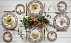 Spode Woodland Elk Salad Plate - American Wildlife Design, British Flowers Border for Rustic Dining, 8 Inch Fine Earthenware - Oven, Microwave, Freezer & Dishwasher Safe, Made in England