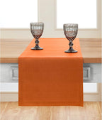 Solino Home Linen Pumpkin Table Runner 48 Inches - 100% Pure Linen Farmhouse Short Table Runner 14 x 48 Inch Ideal for Dresser and Coffee Tables - Fete - Fall, Autumn, Halloween