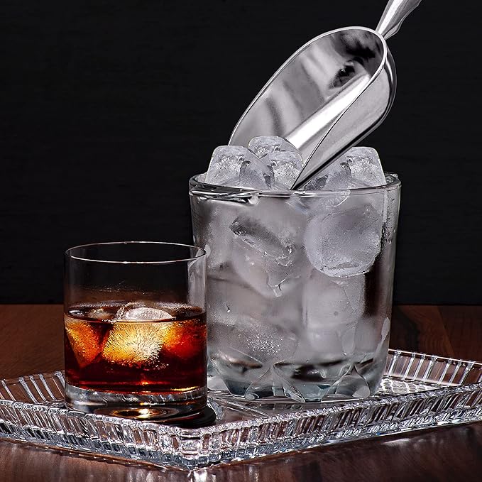 Amazing Abby - Elsa - 5-Ounce Aluminum Ice Scoops (Set of 2), Cast Aluminum Utility Scoops, Food-Grade, Good for Home and Commercial Use, NOT Dishwasher-Safe, Hand-Wash Recommended