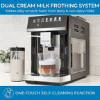 Kenmore Fully Automatic Coffee Maker - with Grinder, Milk Frother & Steamer, Auto Tamper, Descaler Expresso Machine, cafeteras electricas modernas machines For Home/Office Black