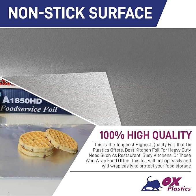 Aluminum Foil Roll 18"x 500 feet (1 Pack) - Aluminum Foil Heavy-Duty, Commercial Grade for Food Service Industry - Silver Foil for Cooking & Roasting