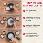 Elly Mexican Molcajete 8in, Handmade with Natural Volcanic Stone, Mortar and Pestle Set for Guacamole, Spices, Salsa, Pesto & More, Authentic Lava Rock, Includes Free Tortilla Warmer