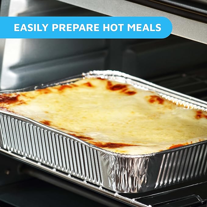 MontoPack Aluminum Foil Pans Half Size Roasting Chafing Pan | Bulk 10 Pack of 9x13 Tins for Cooking, Baking & Catering | Heavy Duty Disposable Cookware Steam Table Trays for Buffet & Food Prepping