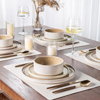 AmorArc Ceramic Dinnerware Sets, Handmade Reactive Glaze Stoneware Plates and Bowls Sets,Highly Chip and Crack Resistant | Dishwasher & Microwave Safe Dishes Set, Service for 4 (12pc)