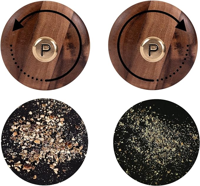 Salt and Pepper Mill Set, Adjustable Ceramic Grinder Salt Mill, Stainless Steel Grinder Pepper Mill, Acacia Wood, 32 cm / 12 inch Height, Bottom Dia 6cm (Tray is NOT Included)