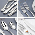 18/10 Stainless Steel Flatware, Heavy Duty Silverware Set for 8, Forged Thick Kitchen Silverware, Dishwasher Safe, Ideal for Gift
