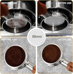 58mm Espresso Tamper Accessories Kit: 58mm Coffee Espresso Tamper Set, with Espresso Tamper, Wdt Stirrer Tool, Puck Screen, Dosing Funnel, Tamper Mat, Coffee Stencils for Espresso Machine (Golden)
