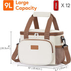 Lifewit Medium Lunch Bag Insulated Lunch Box Soft Cooler Cooling Tote for Adult Men Women, Beige 12-Can (9L)