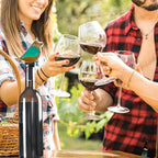 Wine Bottle Pourer, Fun Wine Pourer Spout Sings While It Pours, Airtight Wine Bottle Sealer, Acacia Wood with Turquoise Wings