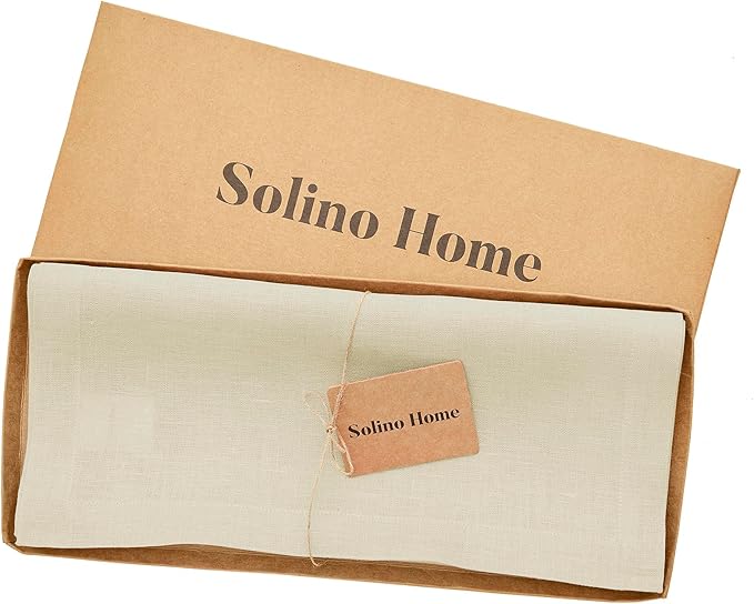 Solino Home Linen Table Runner 72 Inches Long - 100% Pure Linen Birch Table Runner 14 x 72 Inch for Summer, Fall, Autumn - Fete