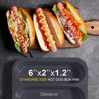 Silicone Hotdog Bun Pan, 6 Inch Standard Hot dog Bun Mold, 4 Cup Non-stick Homemade Hotdog Bun Baking Pans, Mini Baguette Pans, Dishwasher Safe, 2 Pcs (Grey)