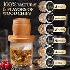 G GOOD GAIN Whiskey Smoker Kit with Torch - Old Fashioned Cocktail Smoker Kit with 6 Flavors Wood Chips | Drink Bourbon Infuser Set with 4 Stainless Steel Ice Stone for Men, Dad (No Fuel Included)