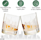 Greenline Goods Skyline Etched New York City Whiskey Glasses Gift (Set of 2) | Old Fashioned Tumbler – For New York City Lovers