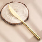 Hammered Gold Silverware Set,Zerophilo Flatware Set 20 Pieces 18/10 Stainless Steel Cutlery Set for 4 Mirror Polished,Dishwasher Safe