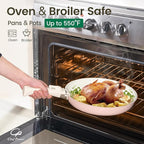 Chef Power Ceramic Nonstick Pots and Pans Set 19 Piece with Detachable Handle, Induction Dishwasher Oven Safe Cookware Set, RV Kitchen Set Removable Handle (Light Pink)