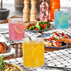 18PCS Plastic Hobnail Drinking Glasses - 14 Oz Clear Vintage Glasses Drinkware - Disposable Beaded Cups for Beer, Whiskey, Juice, Cocktail, Wine, Party