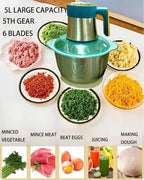 5L Electric Meat Grinder, Stainless Steel Dough Machine, 500w Strong Food Processing Machine, 5-Speed Mode, Used For Dough Stirring, Onion, Meat, Nuts, Fruits, Garlic, Vegetables