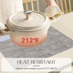 Romanstile Reversible Vinyl Placemats Set of 6, Faux Leather 100% Waterproof Oil-proof Wipeable Place Mats, Heat Resistant Dual Sided Table Mats for Kitchen/Dining/Party (Grey Nave Blue, 12 x 17 Inch)