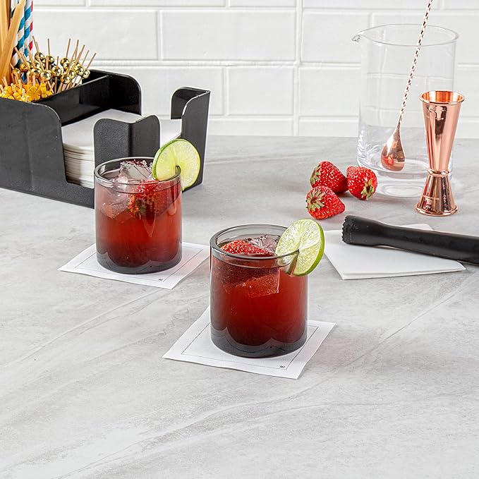 Restaurantware-Vetri 10 Ounce Old Fashioned Glasses, 24 Dishwashable Whiskey Glasses - No-Lead, Durable, Gray Glass Tumblers For Scotch, For Drinking Liquor, Cocktail, Bourbon, Cognac, And More