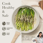 CAROTE Non Stick Frying Pan Skillet,10" Nonstick Fry Pan with Glass Lid, Egg Pan Omelet Pans, Granite Cookware PFOA Free White Granite, 10-Inch