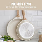 GreenLife 8 Piece Ceramic Nonstick Cookware Set, Induction Suitable Non Toxic PFAS-Free Pots & Pans, Dishwasher Safe, Cooking Set, Stock Pot, Saucepans & Frying Pans, Kitchen Cooking, Granite Cream