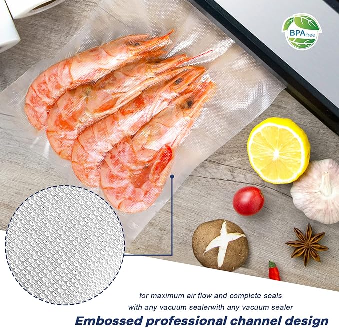 Vacuum Sealer Bags 2 Rolls 11"x50' Commercial Grade Food Saver Bags for Seal a Meal, BPA Free, Heavy Duty, Great for vac Storage, Meal Prep or Sous Vide