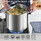Cooks Standard 18/10 Stainless Steel Stockpot 12-Quart, Classic Deep Cooking Pot Canning Cookware with Stainless Steel Lid, Silver