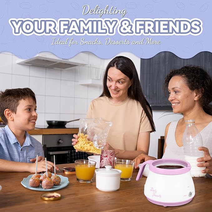 Candy and Chocolate Melting Pot with 2 Pots, Mini Electric Fondue Pot, Melts Candy Chocolate in a Couple of Minutes, Ideal for Cake Pops Cookies Cakes, 2.5 Cups, Pink