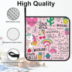 Pink Flamingo Unicorn Pot Holders Set of 2 Heat Resistant & Non Slip Potholders, Cute Drawing Oven Hot Pads for Kitchen Cooking Baking Barbecue
