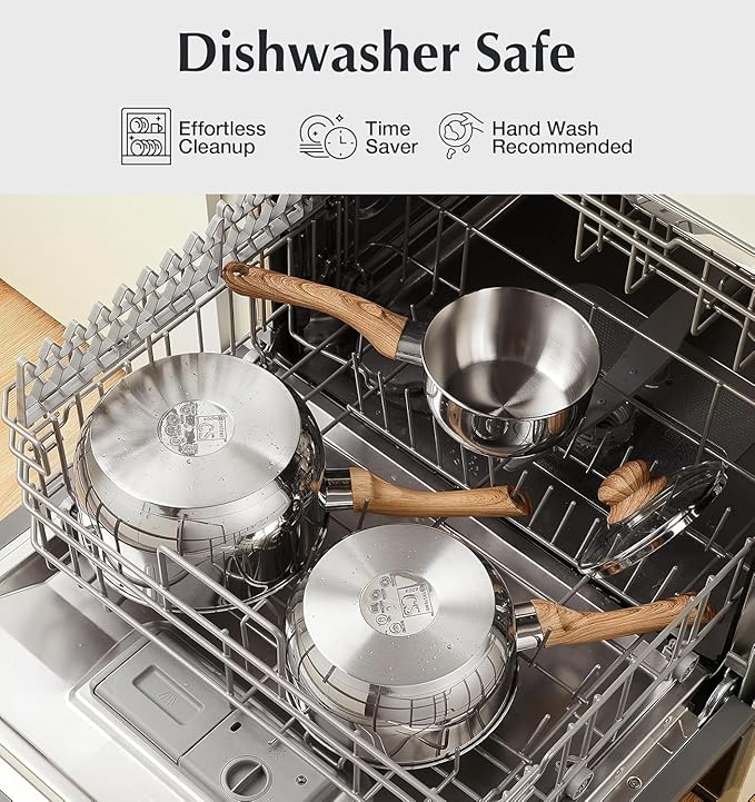 KOCH SYSTEME CS Saucepan Set 1QT & 2QT, Stainless Steel Saucepan with Heat-resistant Bakelite Handle, Premium Stainless Steel Pot Set, Induction Sauce Pan Sets 1QT & 2QT