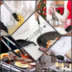 Silicone Kitchen Utensils Set, E-far 30-Piece Cooking Utensils Set with Holder, Heat Resistant Kitchen Spatulas Turner Tong Spoon Whisk Ladle for Nonstick Cookware, Stainless Steel Handle (Black)