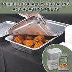 INFINITY EL Disposable Aluminum Foil Pans with Lids 20 Pack | Full Shallow 20.5" x 12.5" x 2" Heavy Duty Foil Pan | Aluminum Baking Pans for Roasting Turkey, Lasagna, Thanksgiving, Christmas, Parties