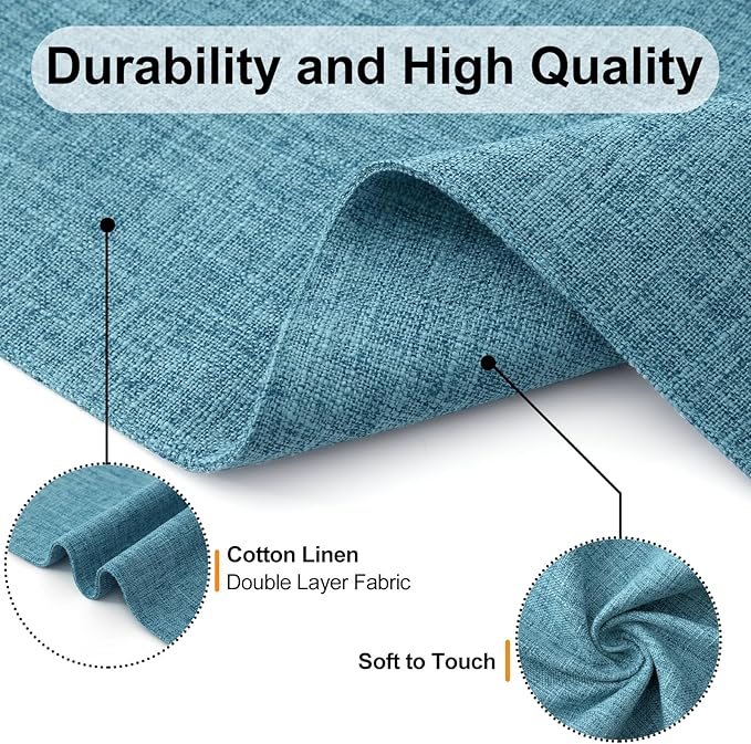 Homaxy Cloths Placemats for Dining Table Set of 4, Heat Resistant Washable Cotton Linen Blend Table Mats, Easy to Clean Place Mats for Indoor Outdoor Party Kitchen Decoration, 13" x 19", Aqua