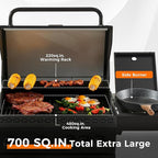 4-Burner Propane Gas Grill, 50,000 BTU Heavy Duty Outdoor BBQ Grill with Side Burner, Cast Iron Cooking Grates & Griddle for Backyard Barbecue