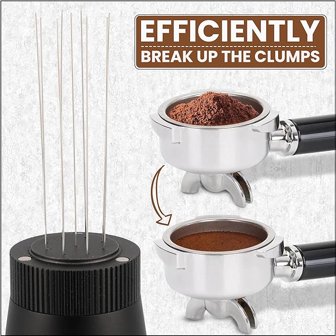 WDT Espresso Tool – Premium 0.35mm Needle Coffee Stirrer for Baristas | Precision Espresso Distribution Tool for Better Extraction with Extra 10 Needles | Matt Black