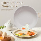 Pots and Pans Set Non Stick, 13Pcs Kitchen Cookware Sets, Granite Stone Induction Cookware Non Stick Cooking Set w/Frying Pans, Saucepans, Sauté Pan (PFOA Free), Cream White