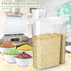 Rice Storage Container, 5 to 10lb Dry Food Airtight Dispenser, Pet Dog Cat Food Canister, BPA Free Clear Plastic Kitchen and Pantry Organization Bin for Oatmeal, Cereal, Pasta, Flour White