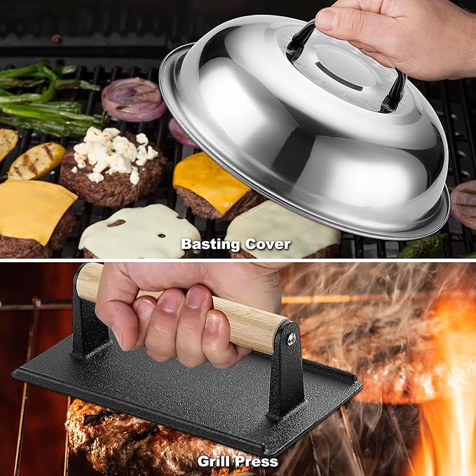 ROMANTICIST 29PCS Griddle Accessories Set - Flat Top Teppanyaki Spatula Set with Scraper, Basting Cover for Camp Chef- Home Cooking Griddle and Outdoor BBQ Gifts for Christmas