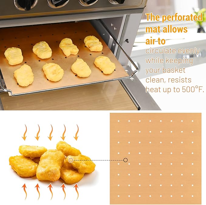 WMKGG 12 inch Square Air Fryer Liners Set, 3 Pack Non-stick Reusable Toaster Oven Mat Compatible with Ninja Foodi Flip SP101/SP201/SP301/SP351, Cuisinart Toaster Oven, Microwave