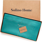 Solino Home Linen Tablecloth 60 x 156 Inch - Classic Hemstitch 100% Pure Linen Teal Table Cloth for Rectangle Tables - Machine Washable Tablecloth for Fall, Autumn