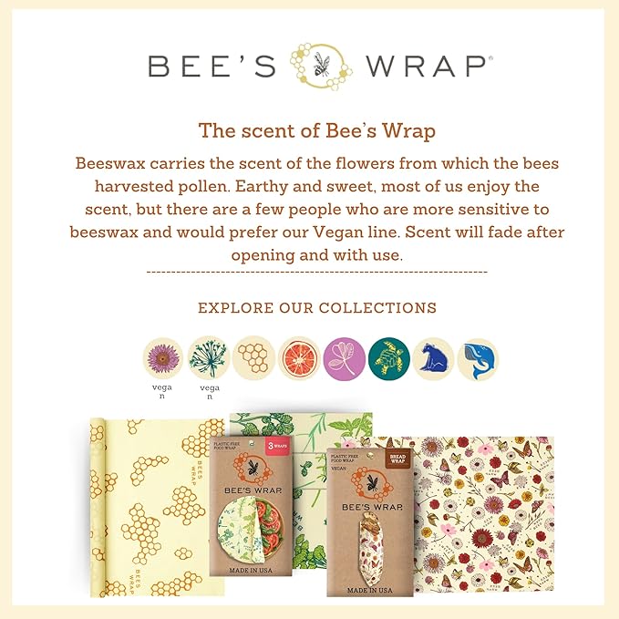 Bee's Wrap Beeswax Wraps for Food - Honeycomb & Bees + Bears Assorted 5 Pack (2L, 3M) Made in USA Reusable & Organic Food Wraps & Bowl Covers - Eco-Friendly Alternative to Aluminum Foil & Plastic Wrap