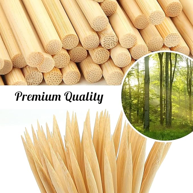 HANSGO Wooden Candy Apple Sticks, 5 mm 7 inch Birch Caramel Apple Cotton Sticks Semi Pointed Lollipop Skewer for Festival Party Favor BBQ Corn Dog