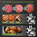 Meat Grinder Electric 3200w High Capacity Commercial Heavy Duty Meat Grinder and Sausage Stuffers, Kubbe Kit for Household Use & Commercial