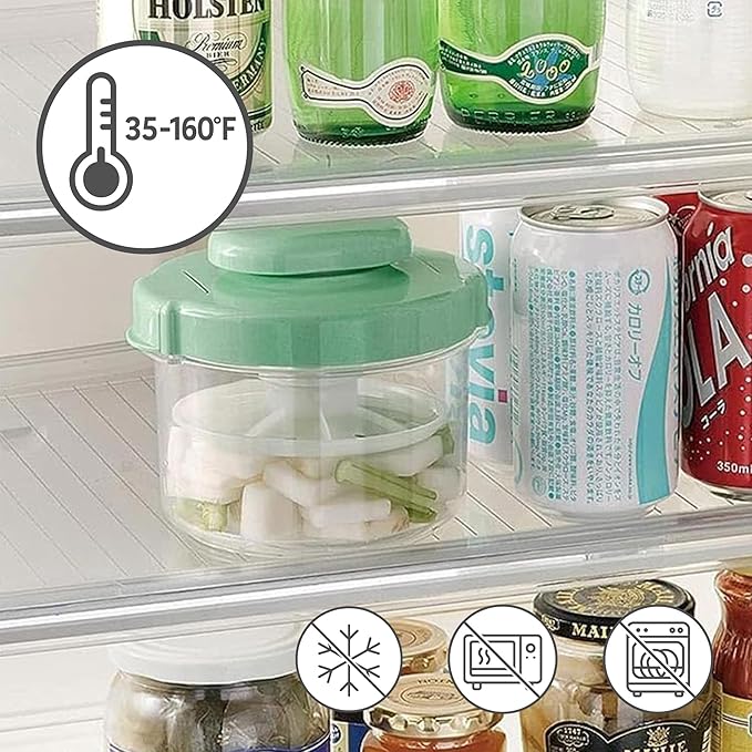 Instant Pickle Maker Vegetable Press Tsukemono Container Round Made in Japan BPA Free (Green 0.8L)