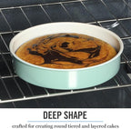Martha Stewart Gallen 8 Inch Round Nonstick Carbon Steel Cake/Bake Pan - Teal