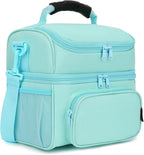 FlowFly Double Layer Cooler Insulated Lunch Bag Adult Lunch Box Large Tote Bag for Men, Women, With Adjustable Strap,Front Pocket and Dual Large Mesh Side Pockets