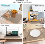 Softalker Vinyl Placemats Set of 8 - Faux Leather Heat Resistant Place Mats, 100% Waterproof Oilproof Wipe Clean Table Mats for Indoor & Outdoor Use, 17’’×12’’, Khaki